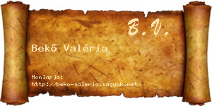 Bekő Valéria névjegykártya